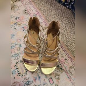 SO Metallic Gold Strappy Sandals